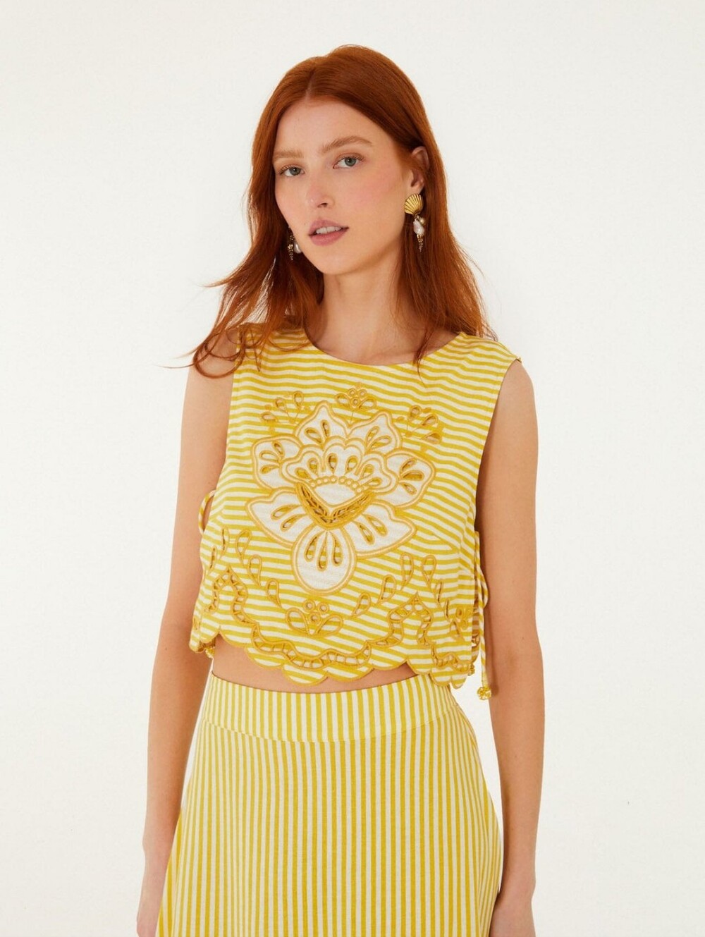 NWT Farm Rio Yellow Stripes Top - Picture 2 of 5